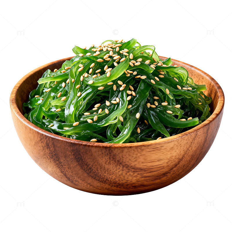 木碗海藻芝麻料理