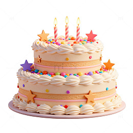 双层生日蛋糕设计素材