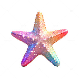 彩虹闪亮海星装饰素材