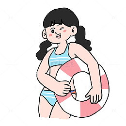 夏天穿泳衣的女孩游泳免抠元素