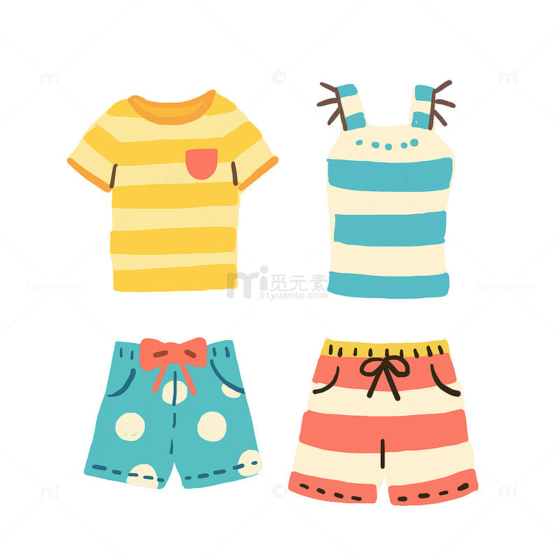 夏天服装服饰卡通免抠元素