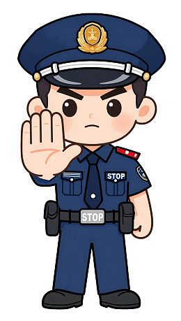 卡通警察举手示意停止