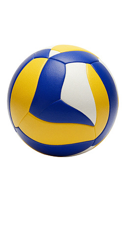蓝黄白相间排球特写图片