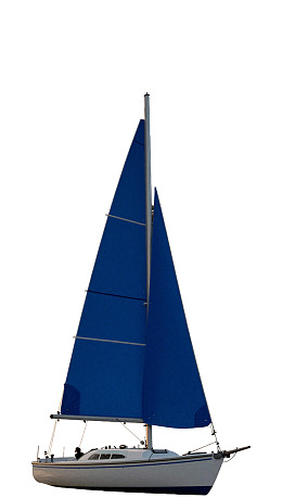 帆船航行于白色背景之上