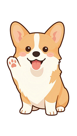 卡通柯基犬挥手微笑图片