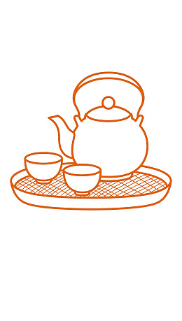 茶壶与茶杯的简约线条画