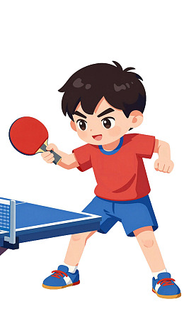 卡通男孩打乒乓球图片