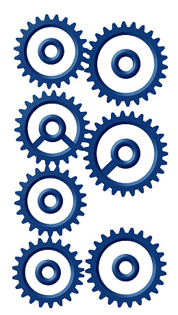 蓝色齿轮图案排列展示