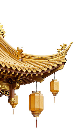 中式建筑屋檐与灯笼图片