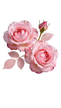 两朵粉色玫瑰花与花蕾