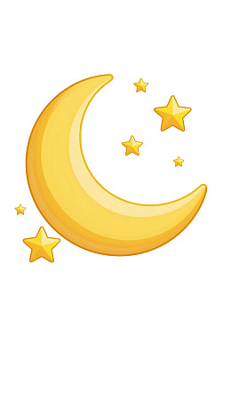 黄色新月与星星夜空图案