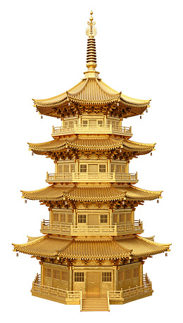 金色多层宝塔建筑图片
