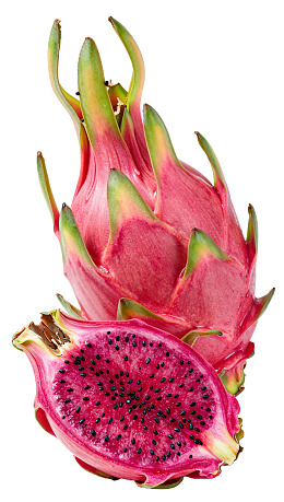 火龙果切面展示鲜艳果肉