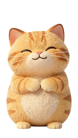 卡通橙色猫咪闭眼微笑