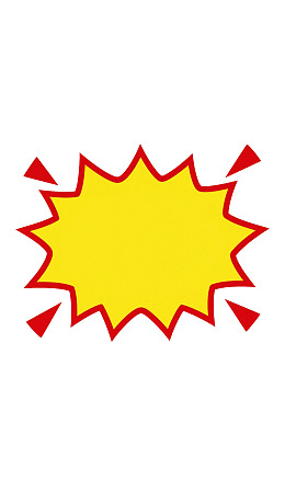 黄色爆炸形图案红色边框