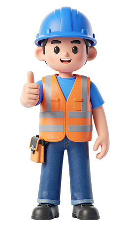 卡通建筑工人竖大拇指