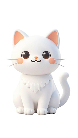 可爱白色卡通猫咪静坐