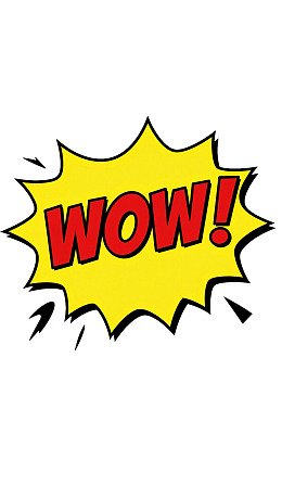 黄色爆炸气泡中的红色‘WOW’字样
