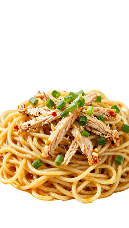 鸡肉拌面配葱花图片