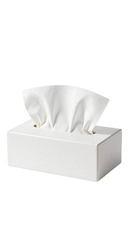 白色纸巾盒放置于纯白背景上