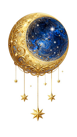 金色月亮与星星装饰图案