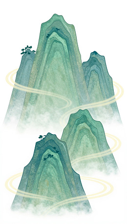 水墨风格山峦云雾缭绕