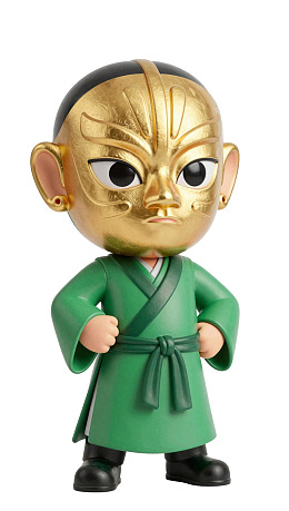 金色面具绿袍人物摆件
