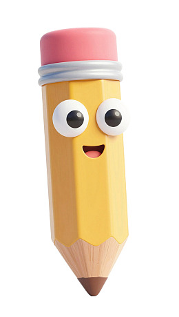 拟人化黄色铅笔卡通形象