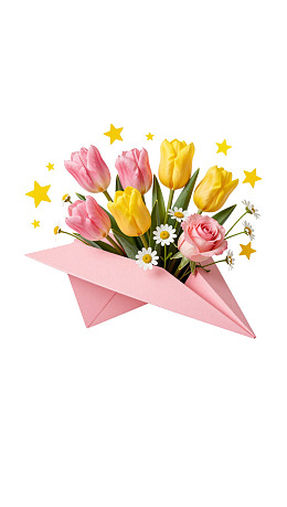 折纸船载花束点缀星光