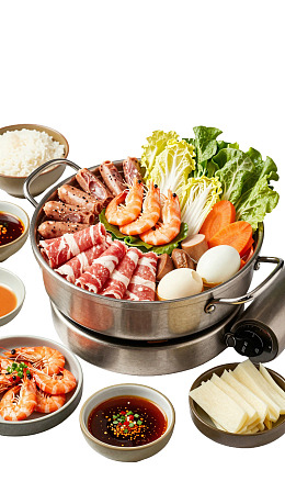 丰盛火锅食材摆盘图片