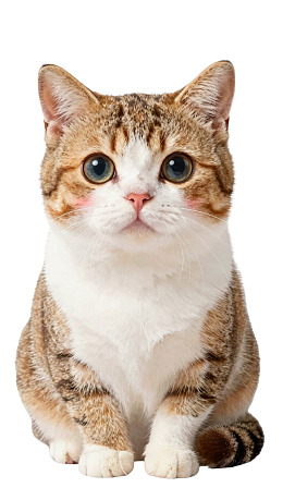 可爱虎斑猫端坐望向镜头