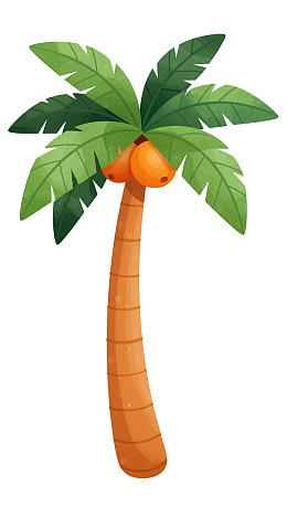 卡通风格椰子树插画图片