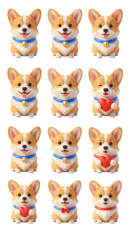 九宫格柯基犬表情包图片