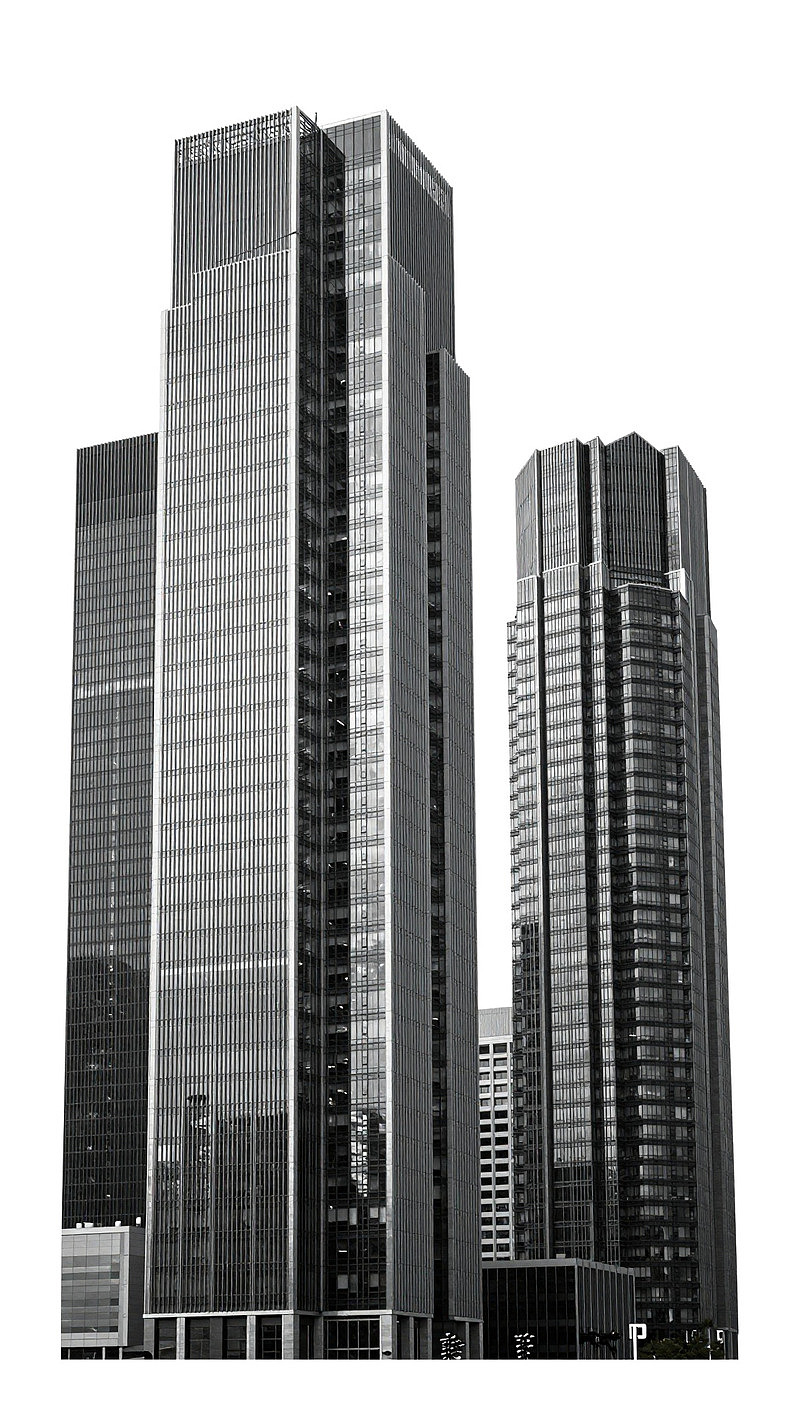 黑白城市高楼建筑群图片