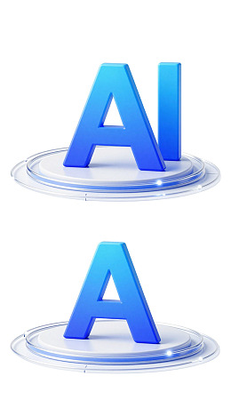 蓝色AI字母3D模型对比展示