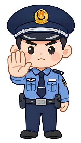 卡通警察举手示意停止