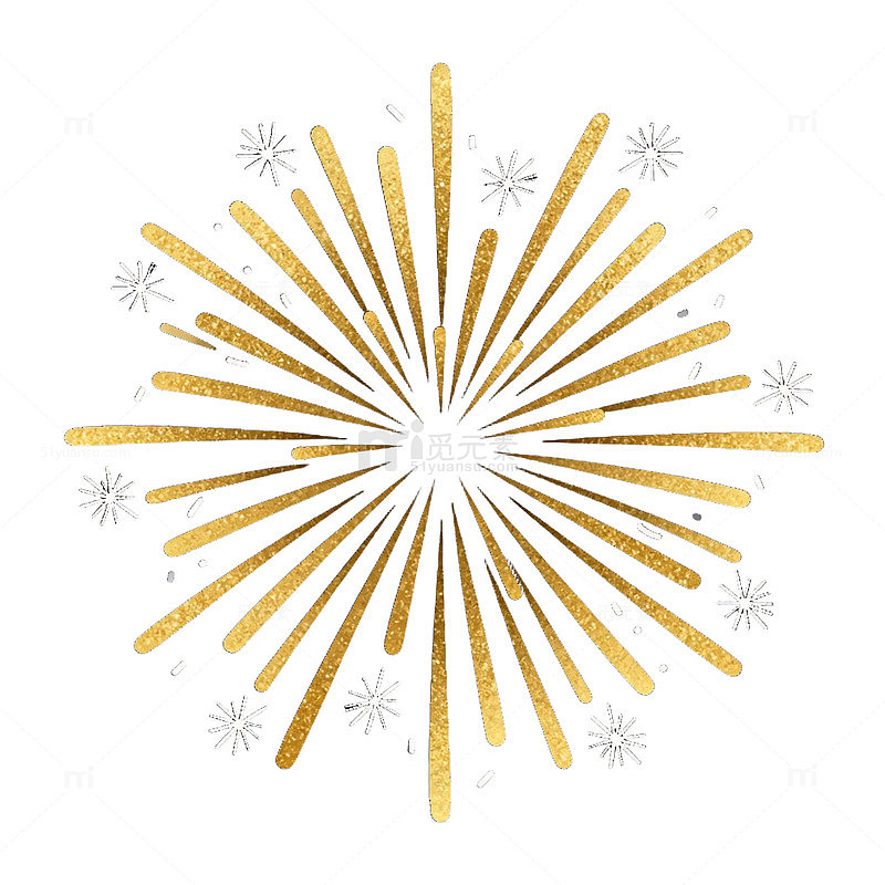黑金色烟花图案设计元素