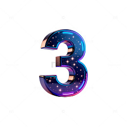 数字3星空效果艺术字体设计