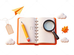 学习用品卡通插画设计素材