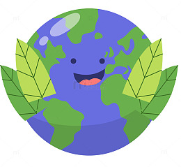 卡通地球环保主题插画