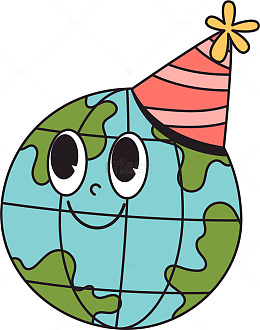 卡通地球生日派对插画