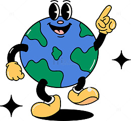 卡通地球形象插画