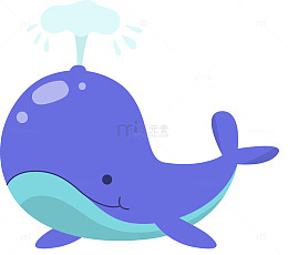 可爱蓝鲸卡通插画素材