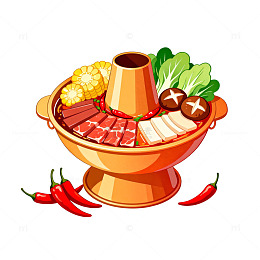 卡通火锅美食插画