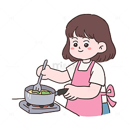 女生做菜炒菜免抠元素