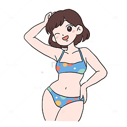 夏季穿泳衣的女生女孩免抠元素