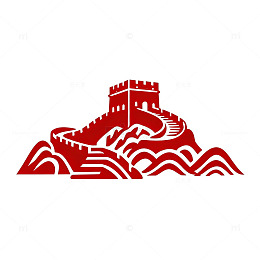 中国长城剪影图案