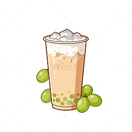 卡通奶茶珍珠饮品设计素材
