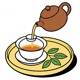 卡通风格茶壶倒茶插画
