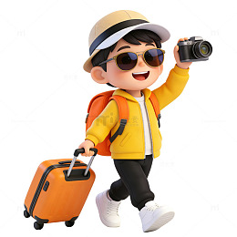 3D 卡通男孩旅行图